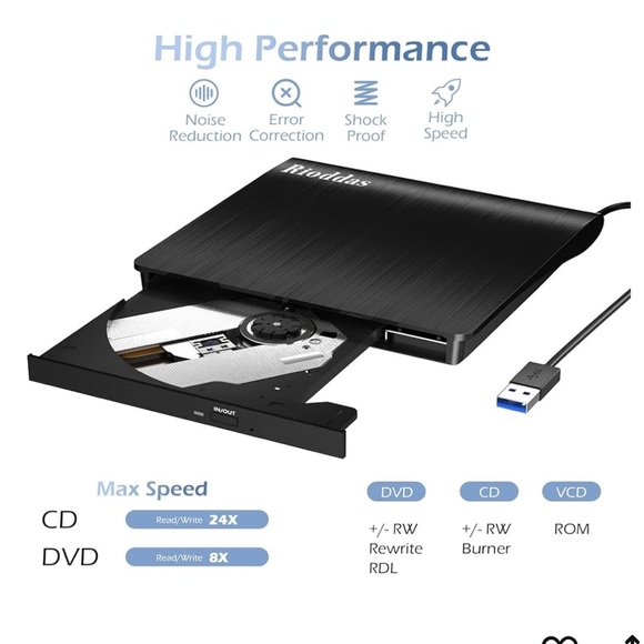 Black External CD/DVD Drive - Picture 3 of 4